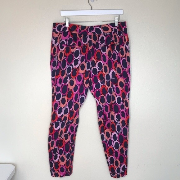 Pappagallo Navy Geometric Funky Circle Scalloped Hem Ankle Pants Women Size 12 - Picture 4 of 12